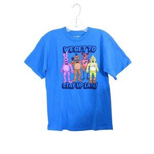 Five Nights At Freddys T Shirt Graphic Tee Youth Large Blue Short Sleeve Stay Up